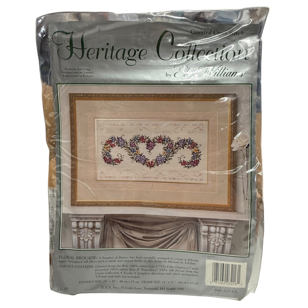 New Elsa Williams Floral Brocade‎ Cross Stitch Kit Heritage Collection 03216